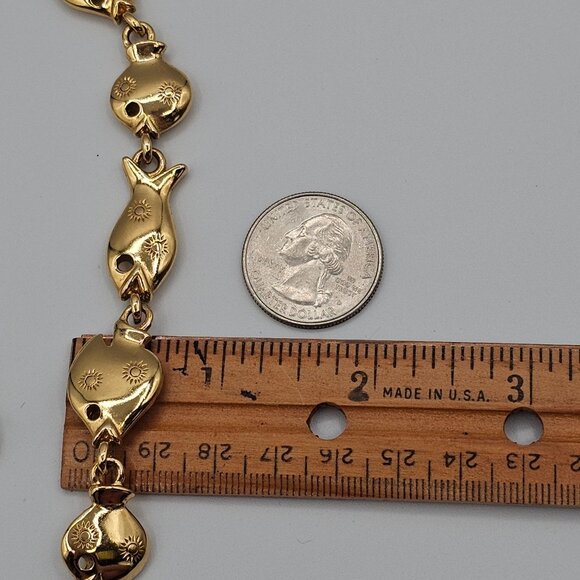 Trifari Fish Link 18" Necklace Stmt Ocean Sealife Coastal Beachy Gold Tone - Picture 5 of 12